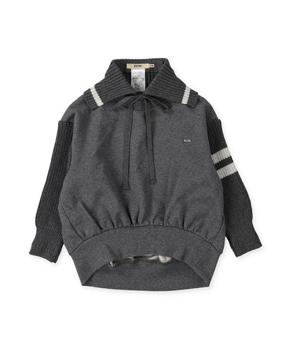 Combination Knit Detachable Collar Sweatshirt