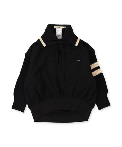 Combination Knit Detachable Collar Sweatshirt