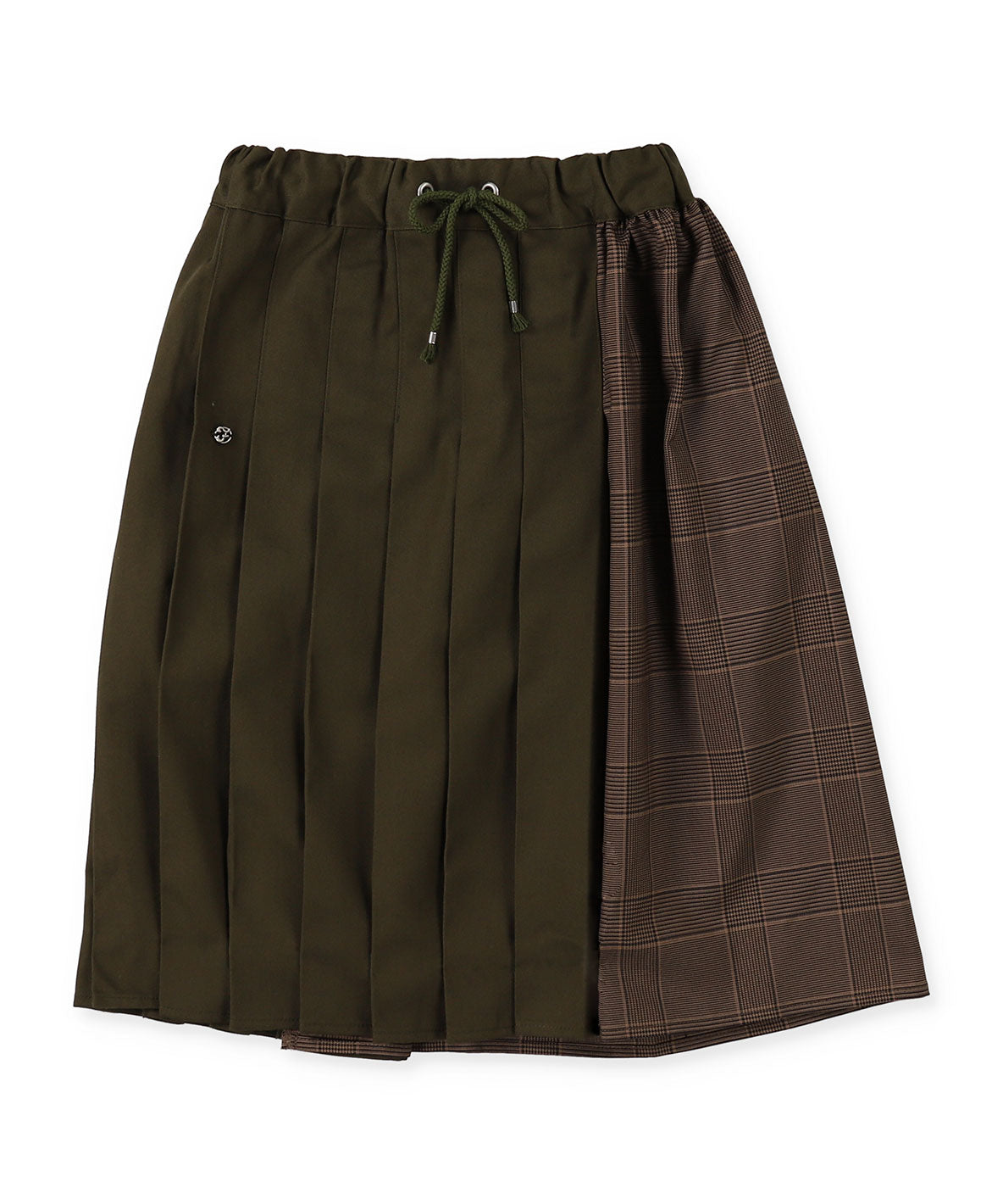 Twill and Pleats Switching Skirt